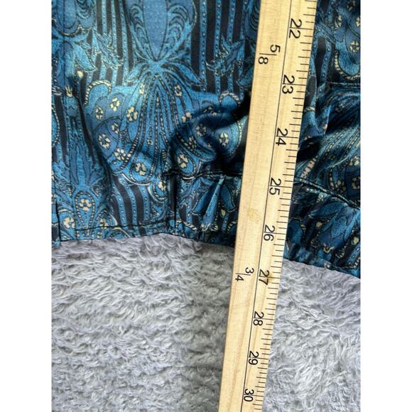 Urban Outfitters Bomber Zip Up Jacket Small Blue Teal Gold Satin Feel‎ Paisley - Picture 6 of 9